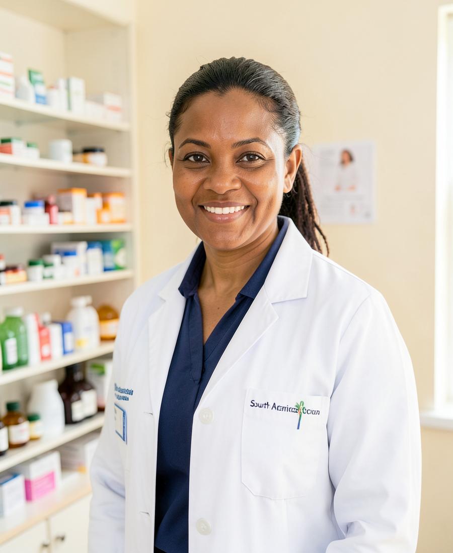 A pharmacist at the counter